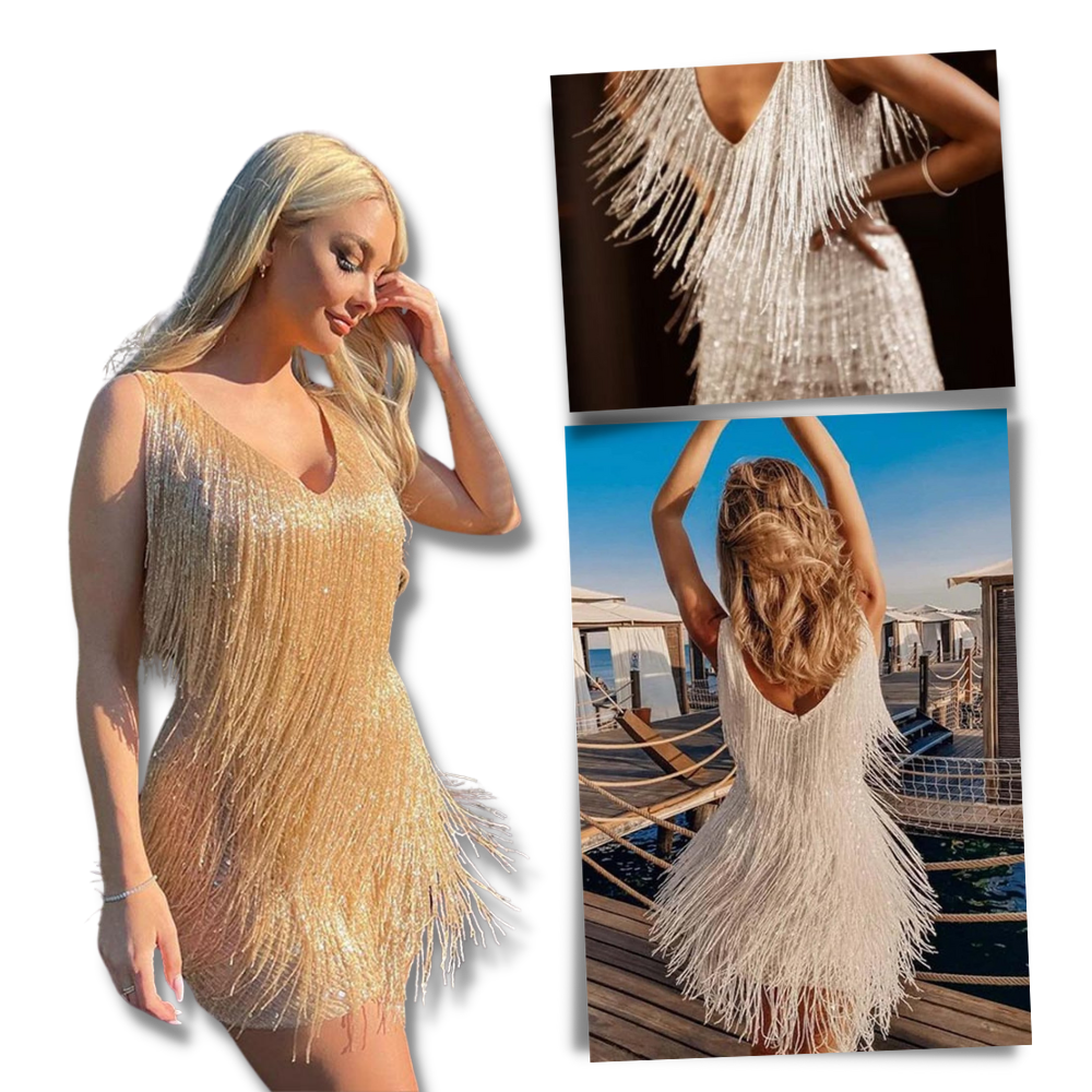 Paillet Slip kjole med V-hals
- Ozerty