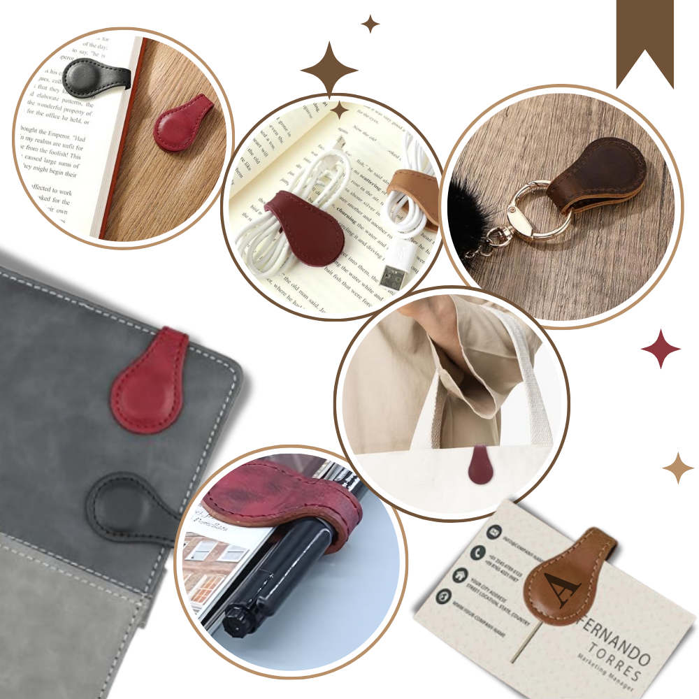 Elegant personligt magnetisk bogmærke i læder
- Ozerty