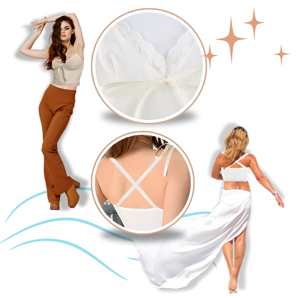 Blød stilfuld croptop med blondekant
- Ozerty