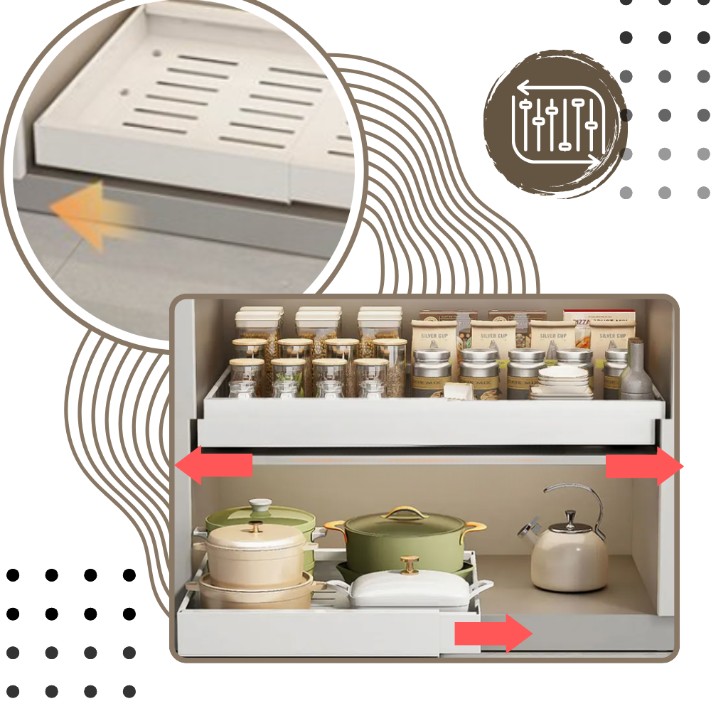 Pladsbesparende udtrækkelig skabshylde
- Ozerty