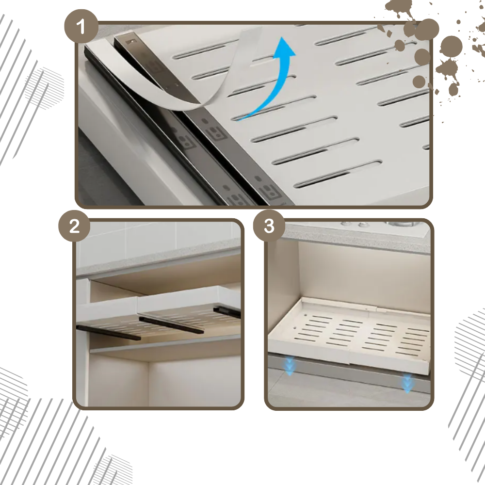 Pladsbesparende udtrækkelig skabshylde
- Ozerty