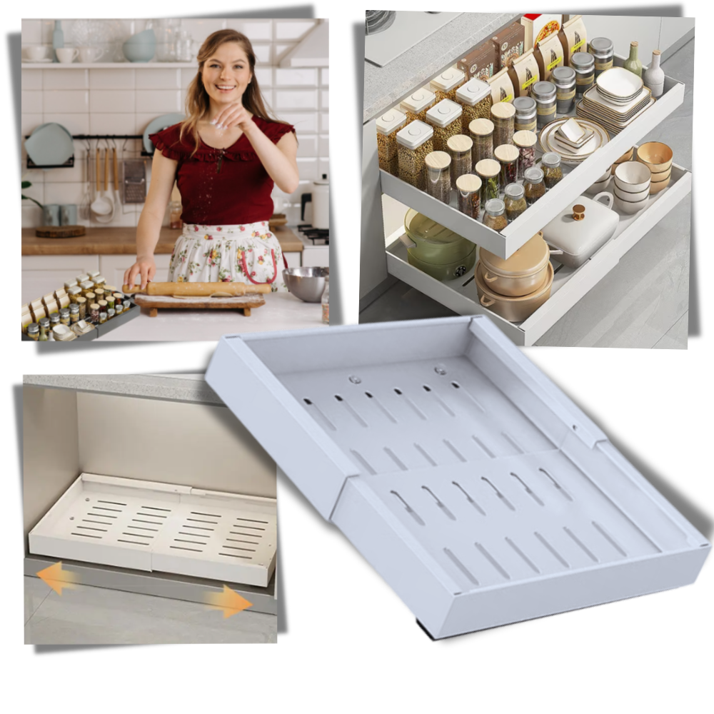 Pladsbesparende udtrækkelig skabshylde
- Ozerty