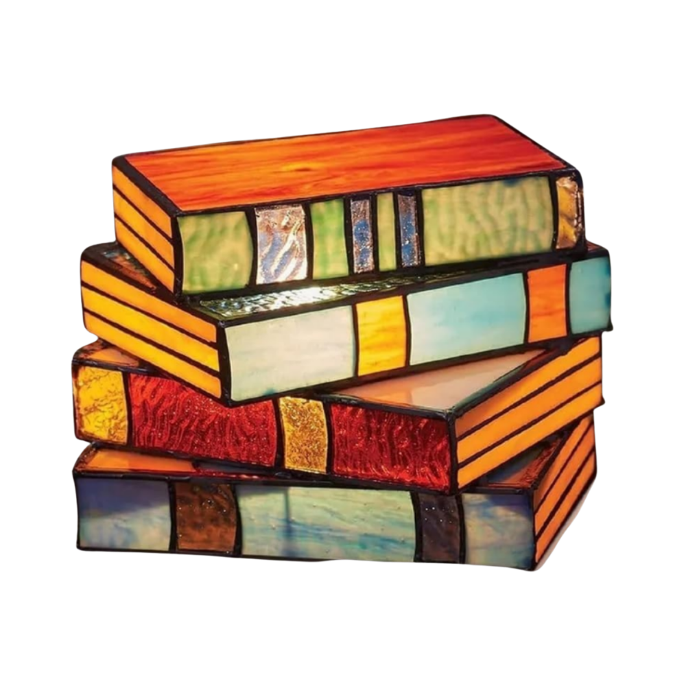 Tidløs lampe af stablede bøger
-Blå - Ozerty