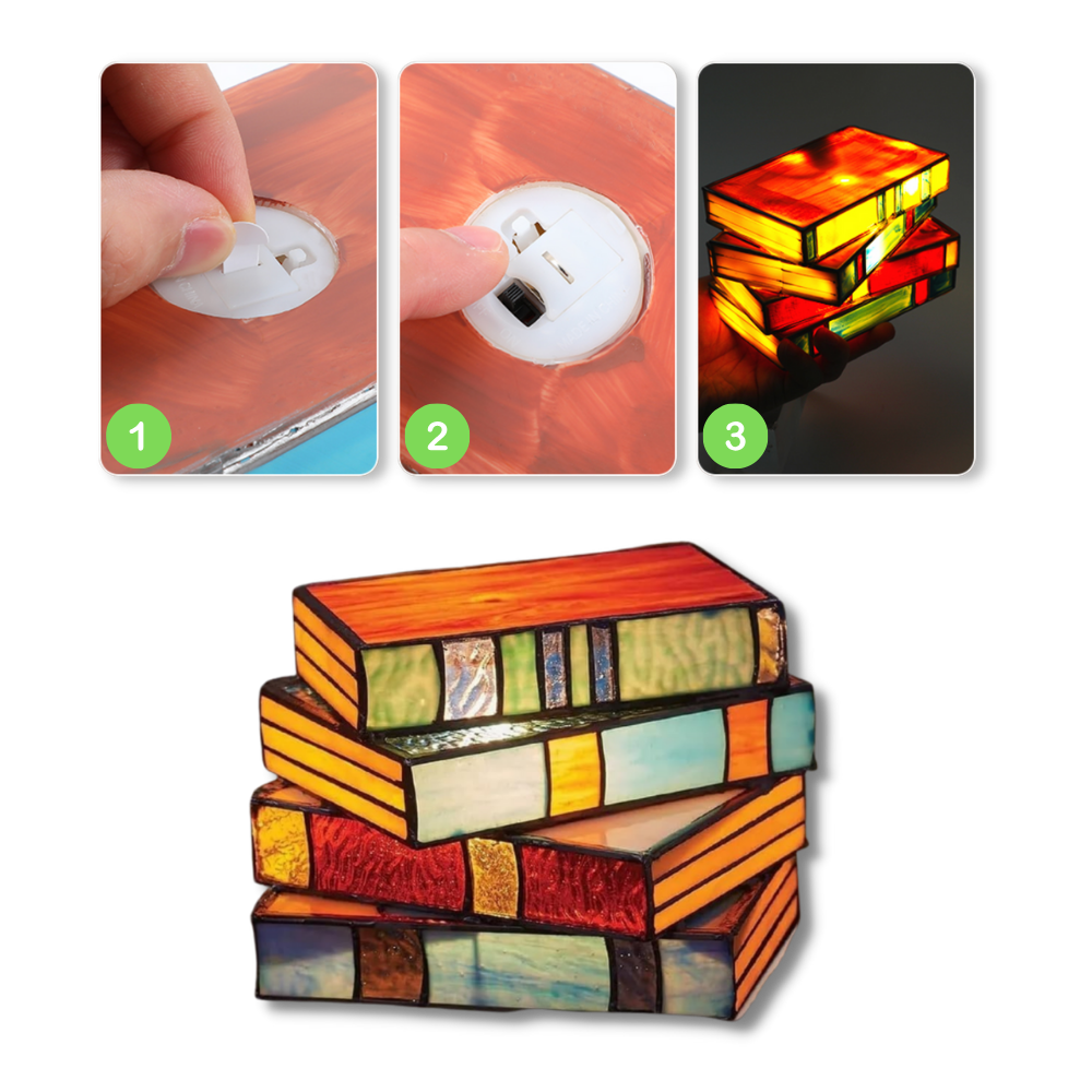 Tidløs lampe af stablede bøger
- Ozerty