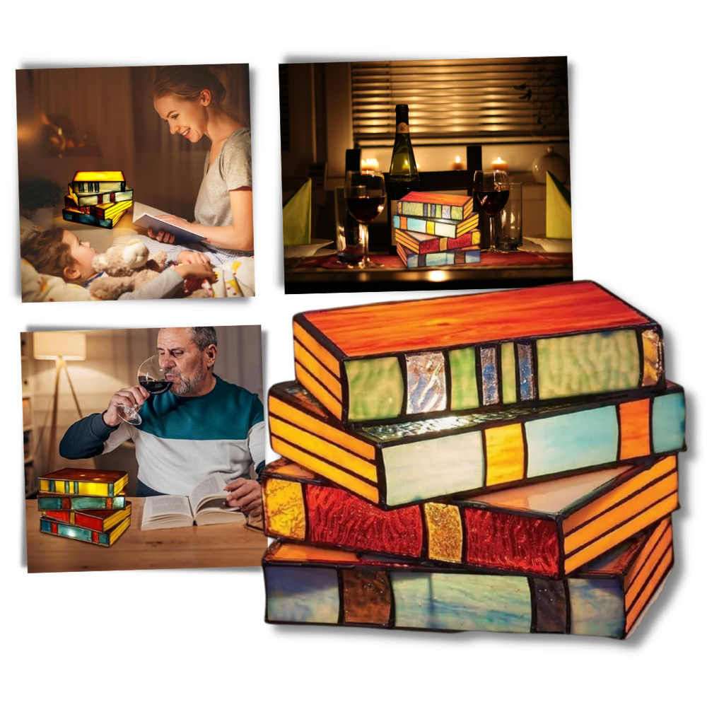 Tidløs lampe af stablede bøger
- Ozerty