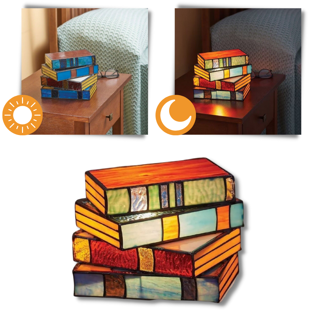 Tidløs lampe af stablede bøger
- Ozerty