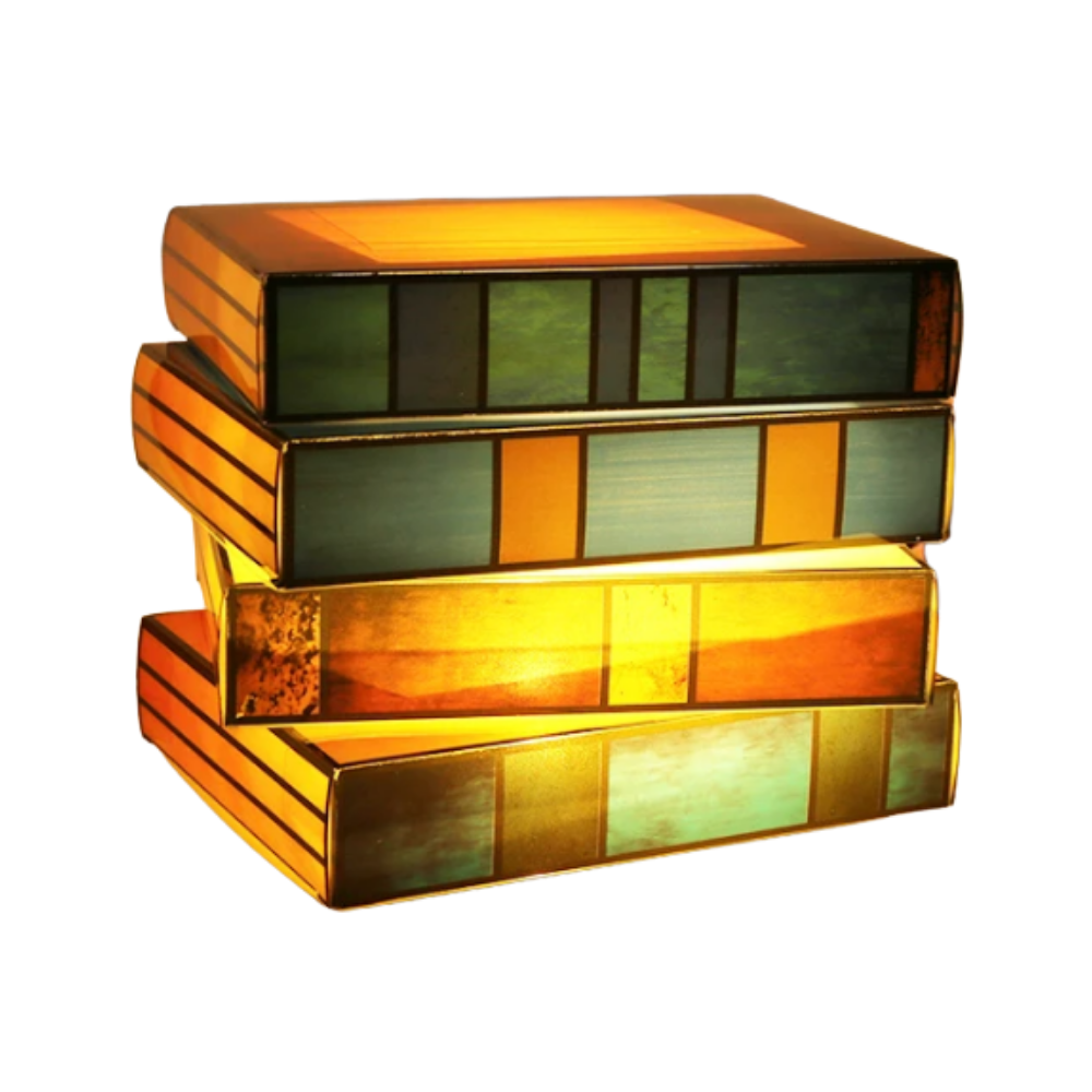 Tidløs lampe af stablede bøger
-Gul - Ozerty