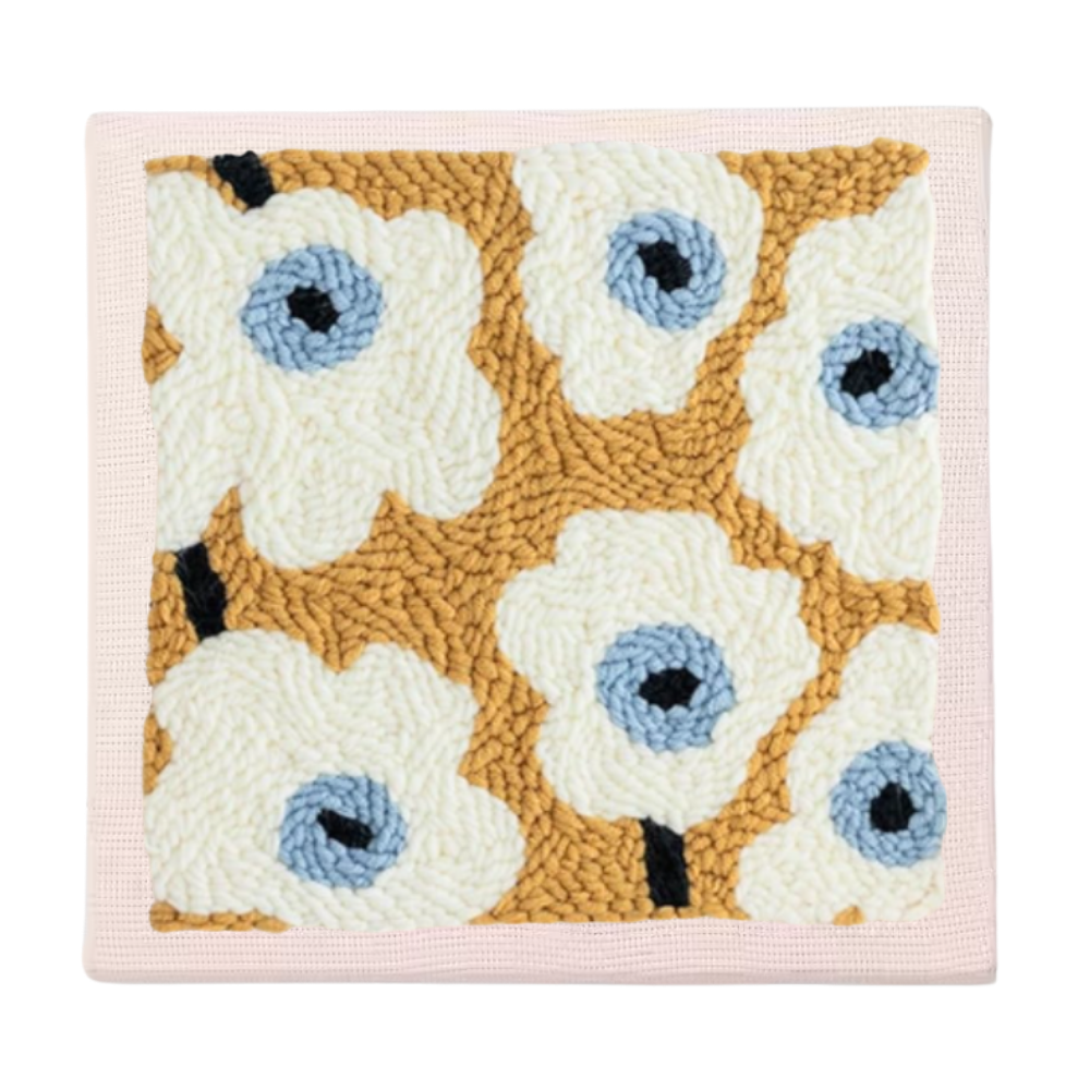 Tranquil Thread Punch Needle Sæt -Blå blomst sæt - Ozerty