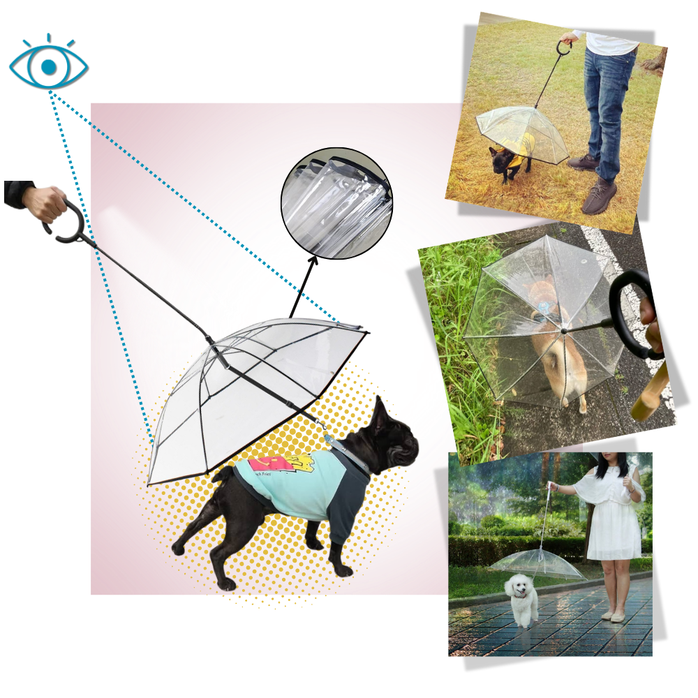 Gennemsigtig Hundeparaply med Snor - Ozerty