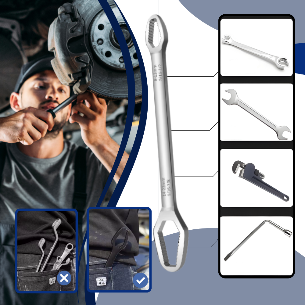 Universal heavy-duty dobbelt-fleks skruenøgle - Ozerty