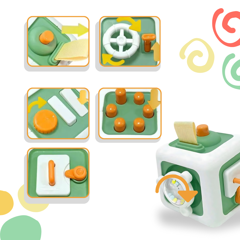 Interaktivt 6-i-1 Cube Føle-og Sanselegetøj - Ozerty