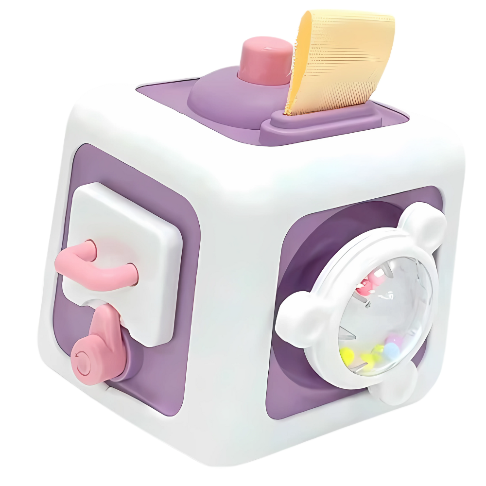 Interaktivt 6-i-1 Cube Føle-og Sanselegetøj -Lilla - Ozerty