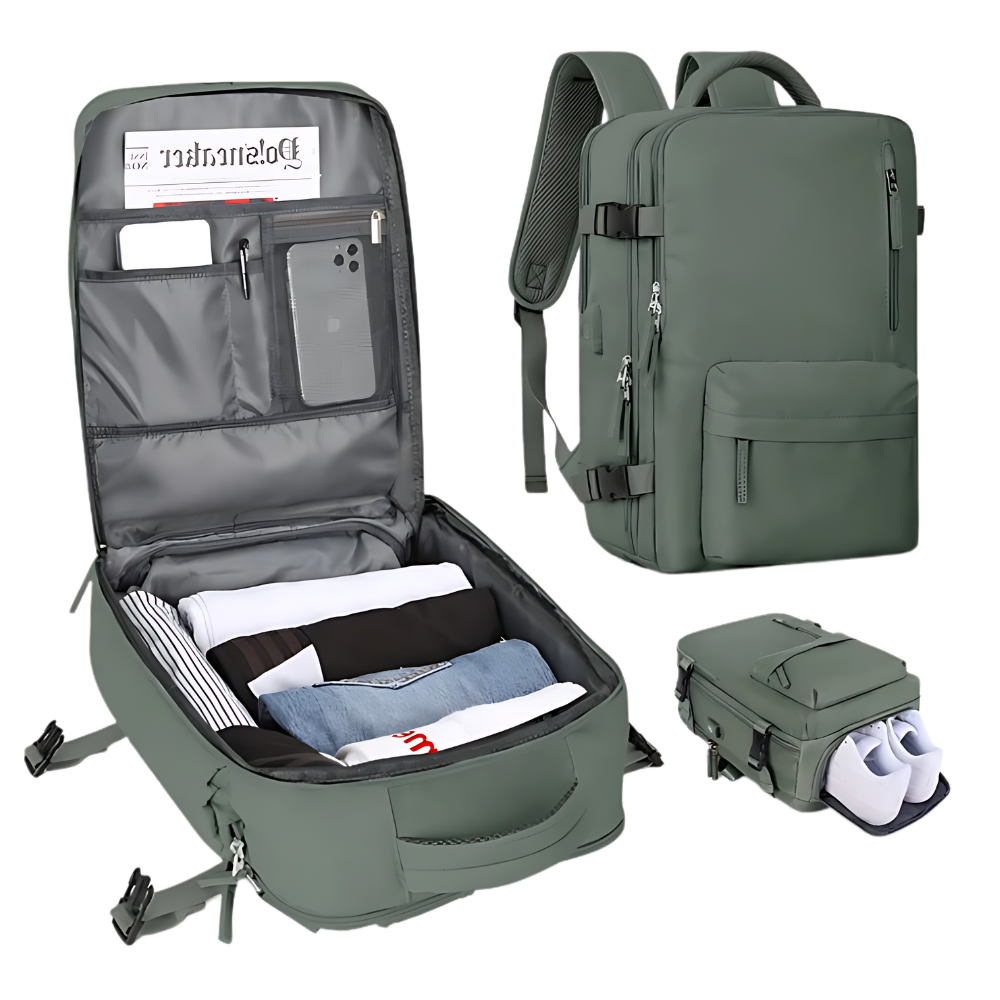 Vandtæt rejserygsæk med USB-opladning
-Grøn - Ozerty