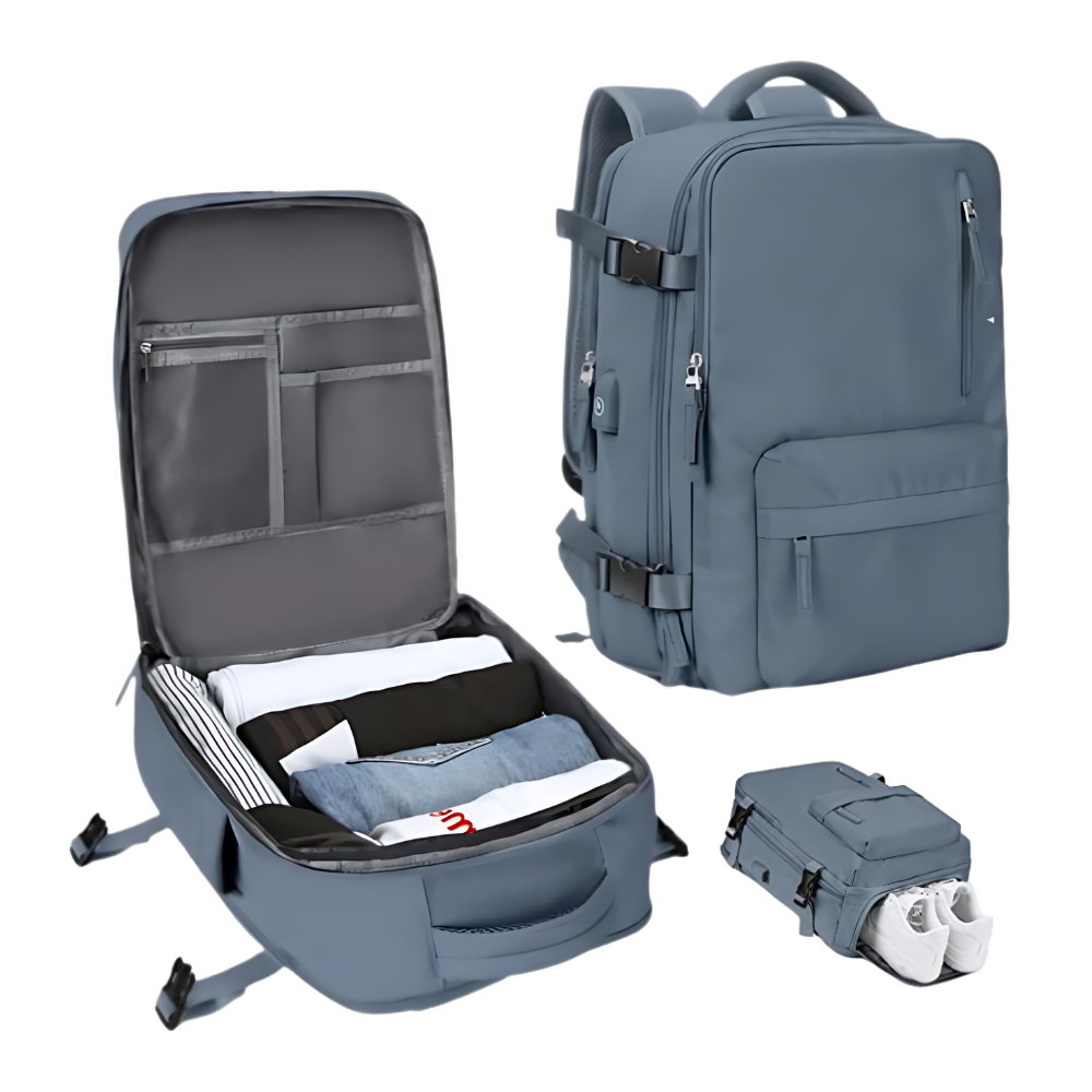 Vandtæt rejserygsæk med USB-opladning
-Marineblå - Ozerty