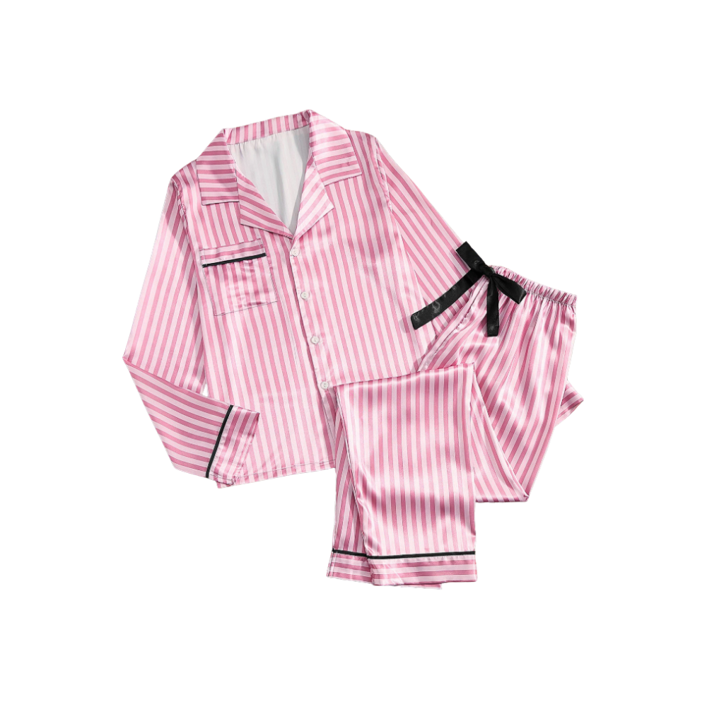 Rosy Satin Pyjamas til Kvinder -Rød rose lang - Ozerty