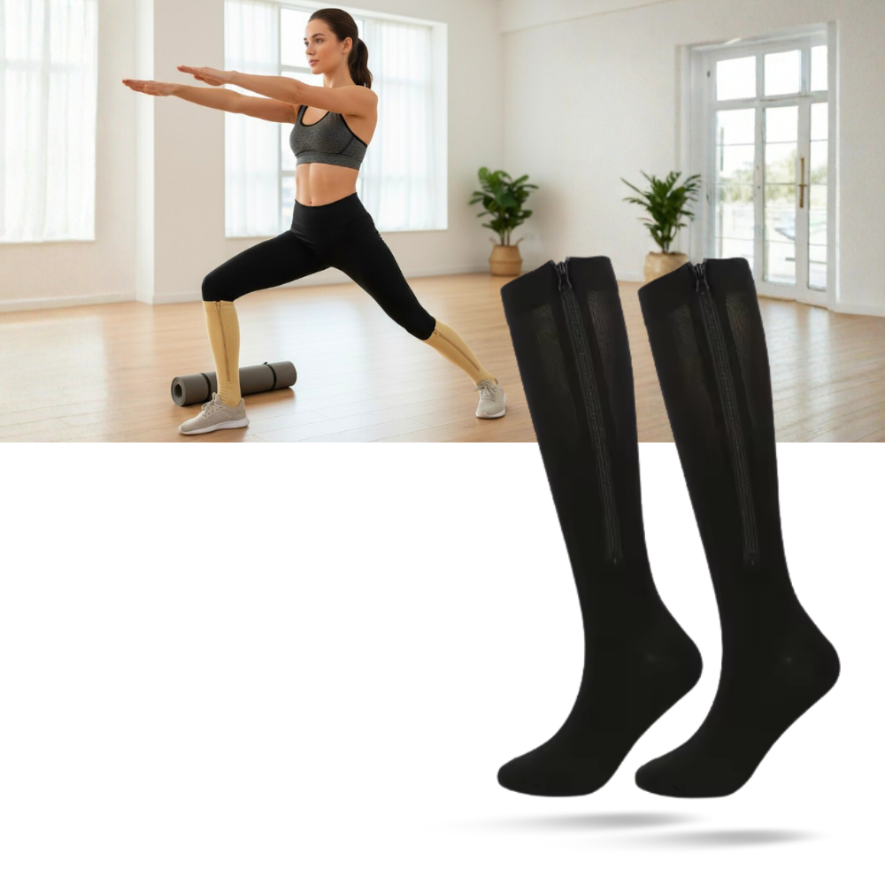 Kompressionsstrømper med lynlås til knæet - Ozerty