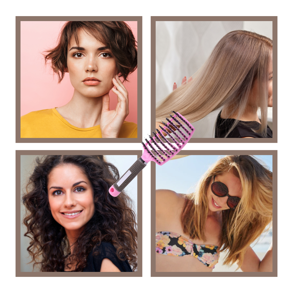 Masserende hårbørste af vildsvinehår - Ozerty