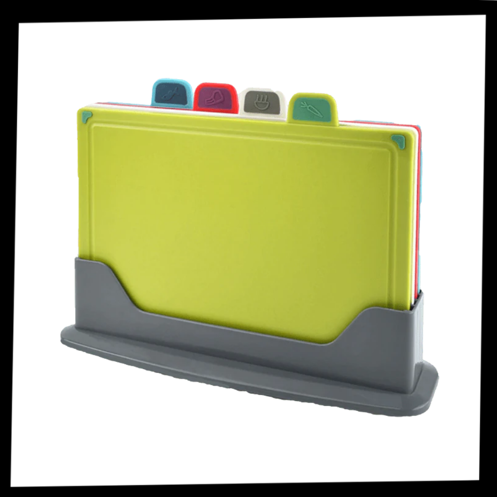 4 stk. skærebrætsæt med holder - Ozerty