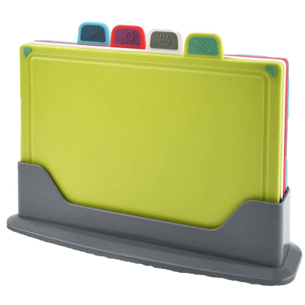 4 stk. skærebrætsæt med holder - Ozerty