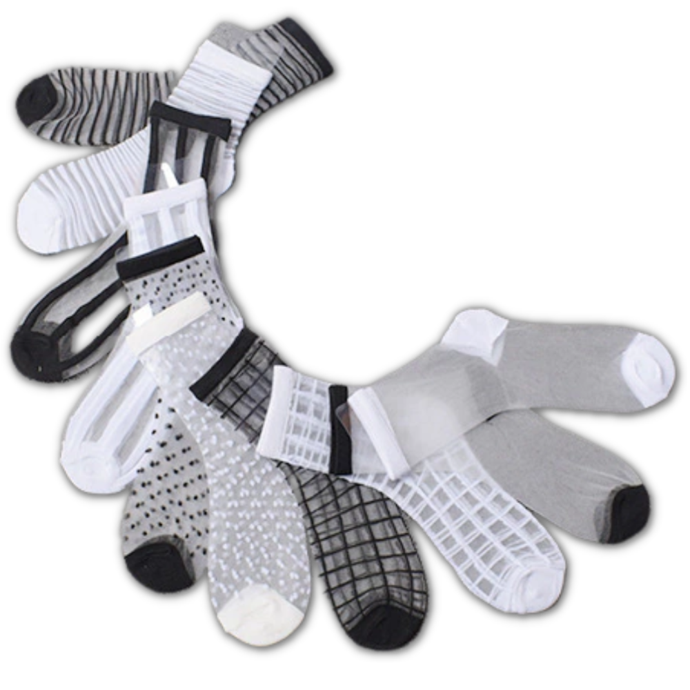 (10 par) Gennemsigtige modesokker til kvinder - Ozerty