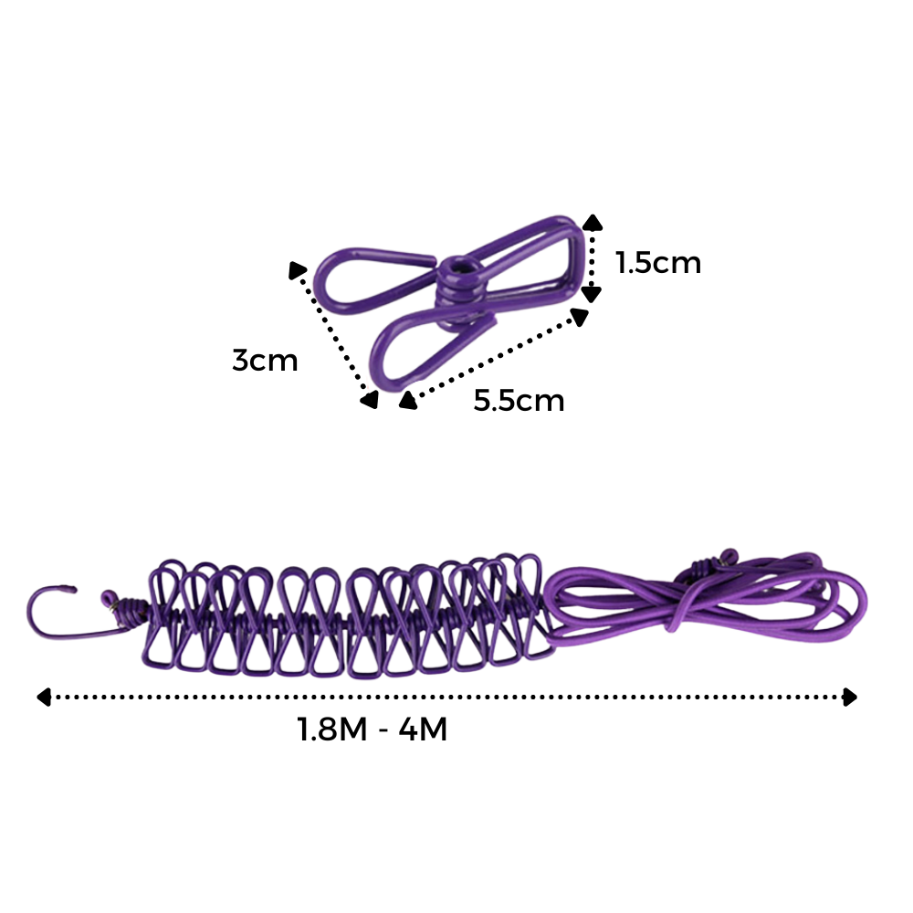 4m Strækbar camping-tøjline med pløkker - Ozerty