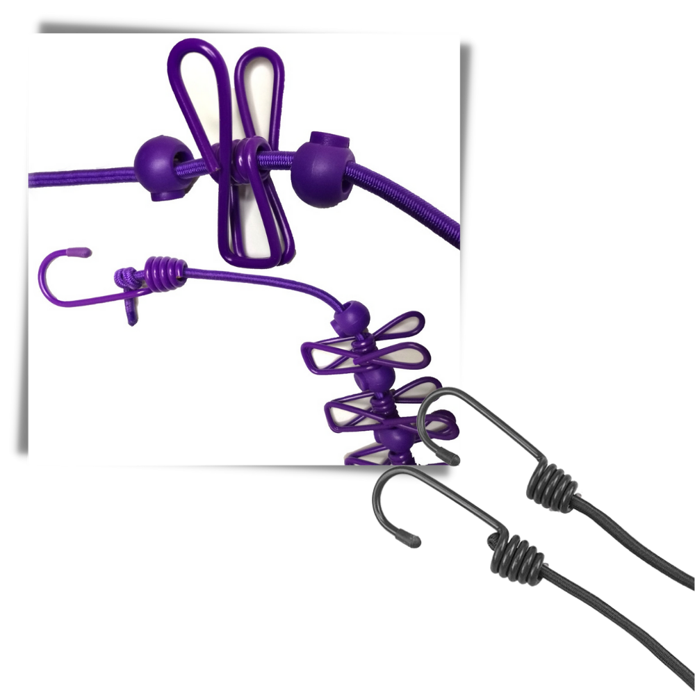 4m Strækbar camping-tøjline med pløkker - Ozerty