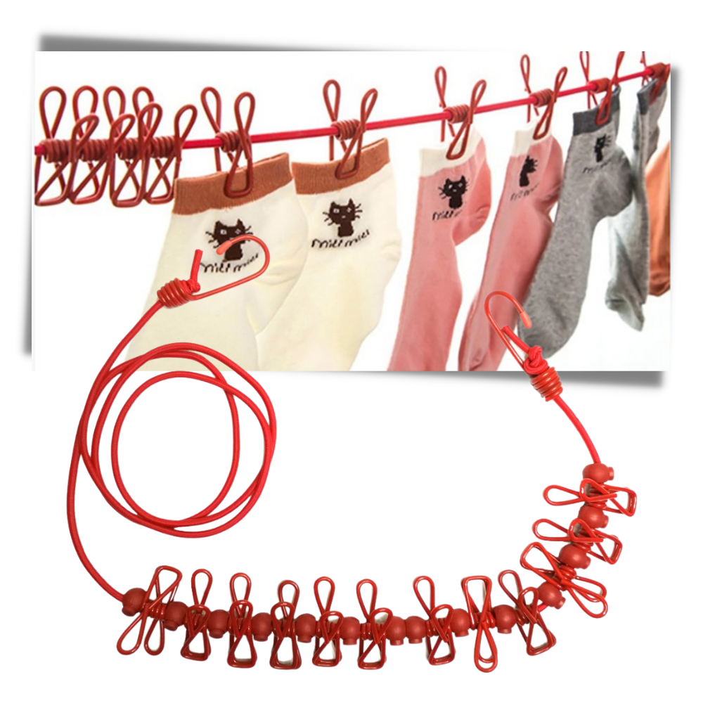 4m Strækbar camping-tøjline med pløkker - Ozerty