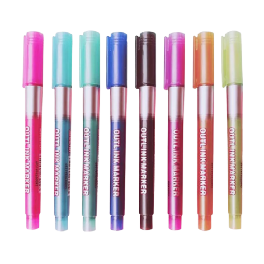 Sæt med 8 dobbeltlinje markeringspenne - Ozerty