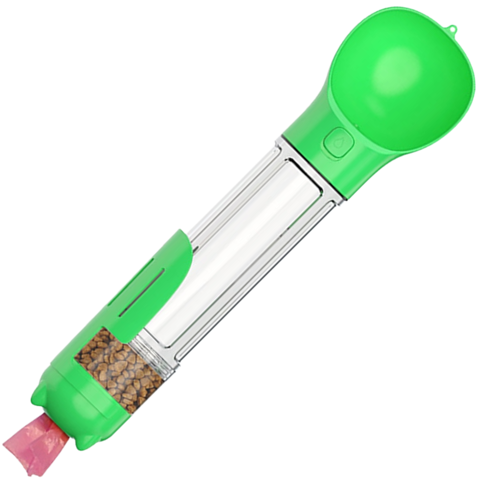 Bærbar foderautomat og vandflaske til kæledyr