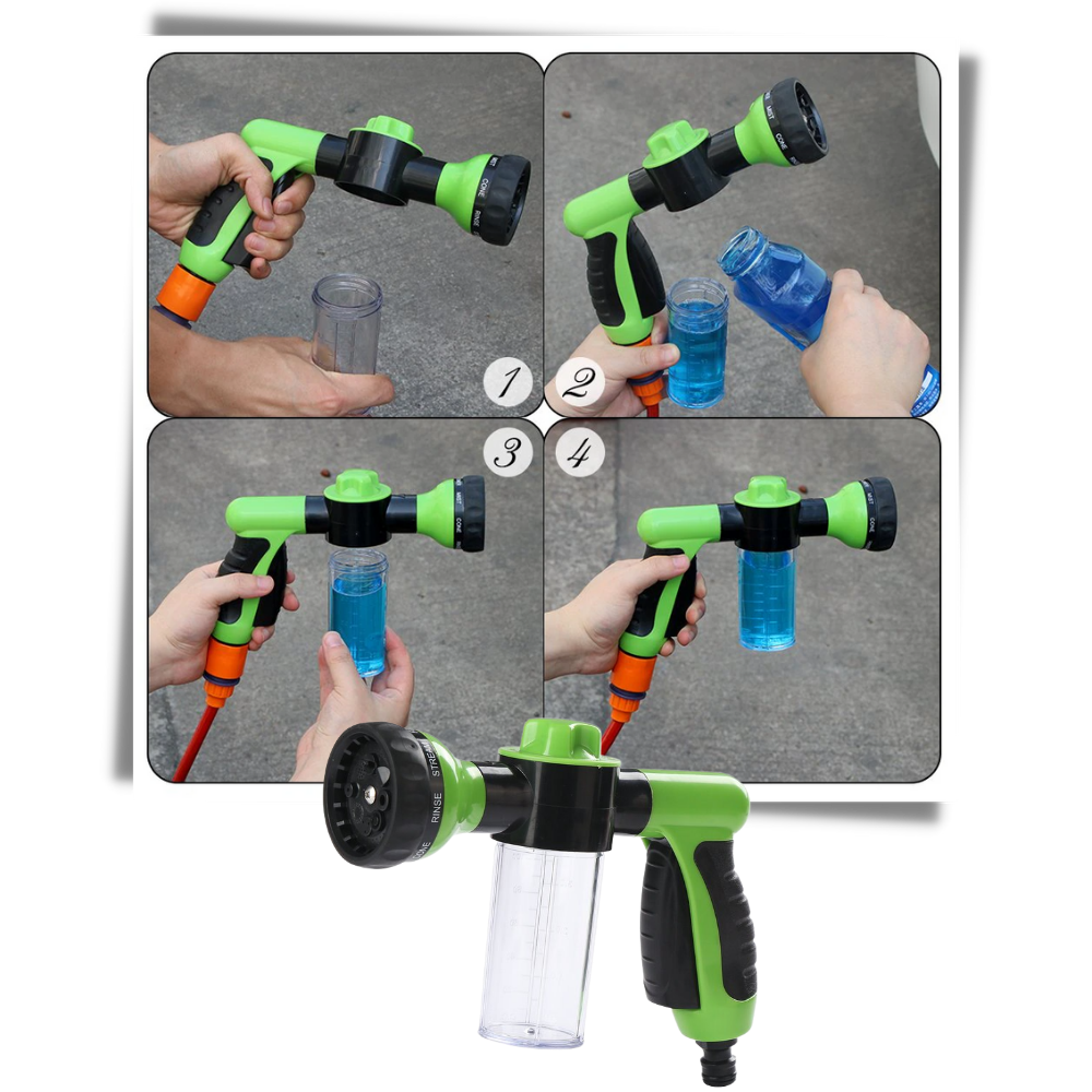 Højtryksslange med mundstykkehoved og sæbedispenser - Ozerty