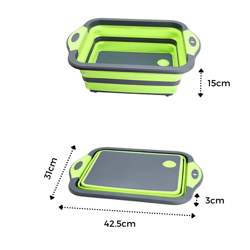 Sammenklappeligt skærebræt med kurv - Ozerty