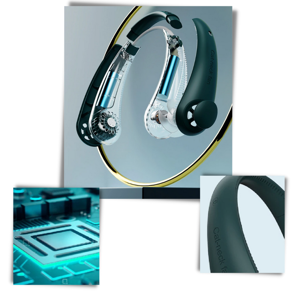 Bærbar mini genopladelig nakkeventilator - Ozerty