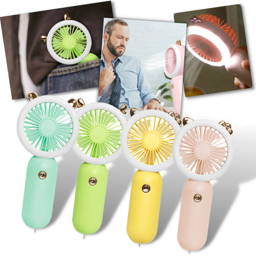 Håndholdt lomme-usb-ventilator med led - Ozerty