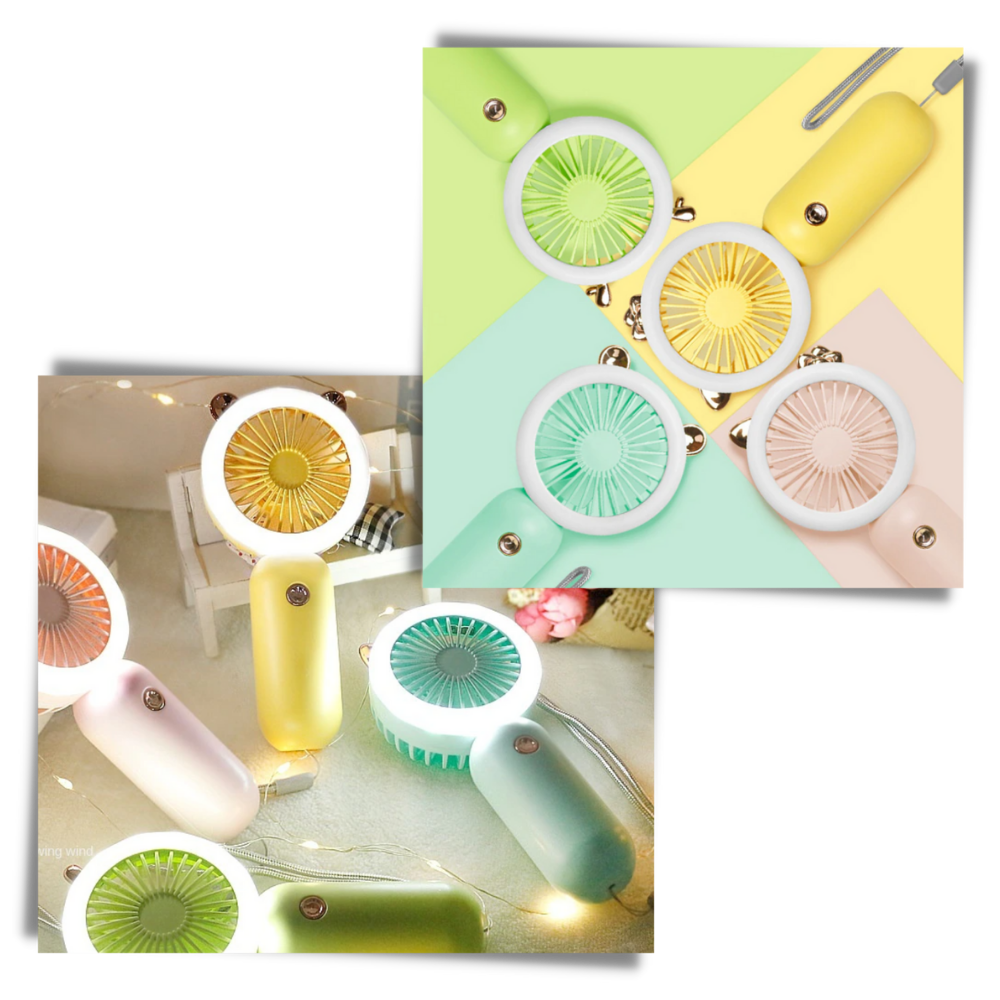 Håndholdt lomme-usb-ventilator med led - Ozerty