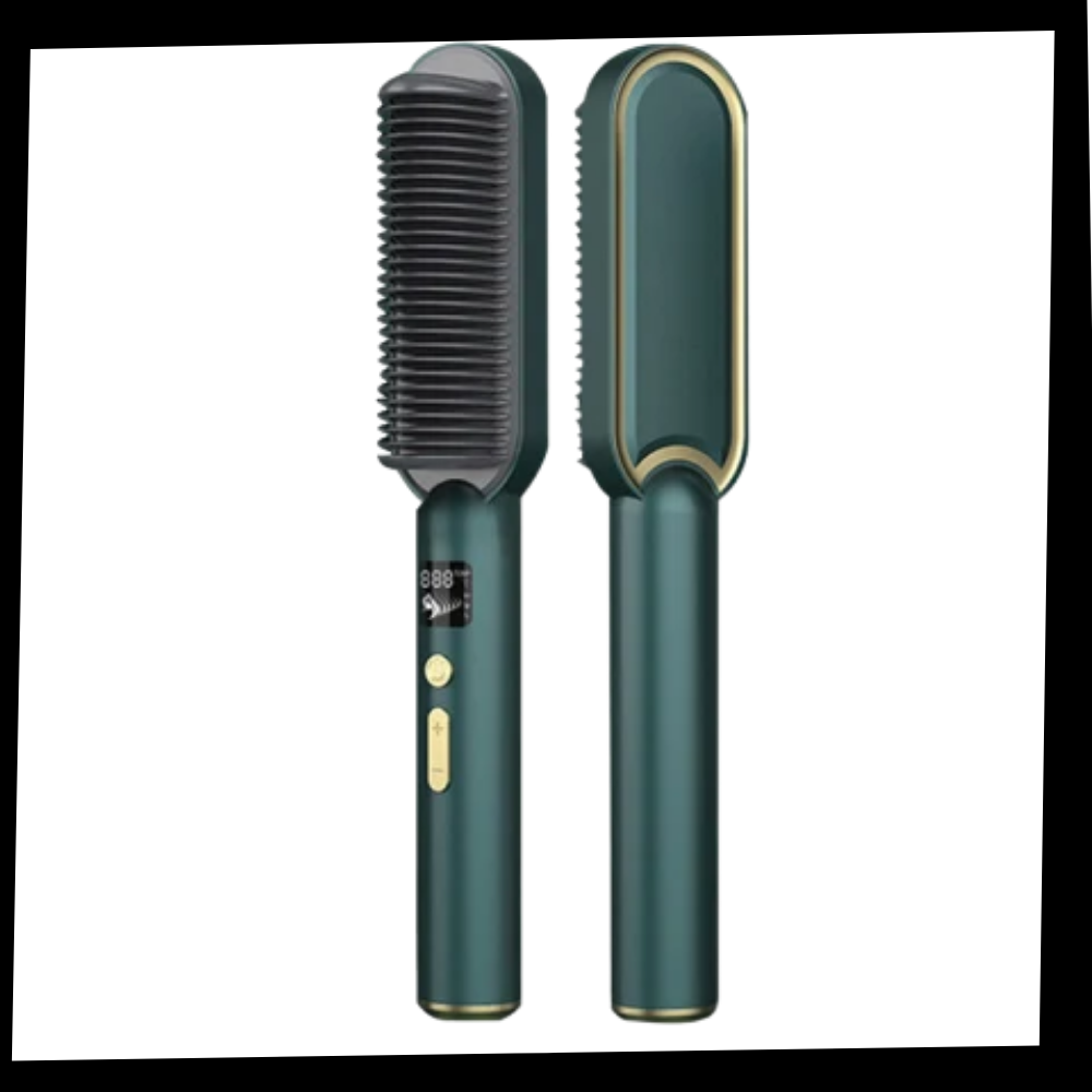 Elektrisk keramisk hårbørste med glattejern - Ozerty