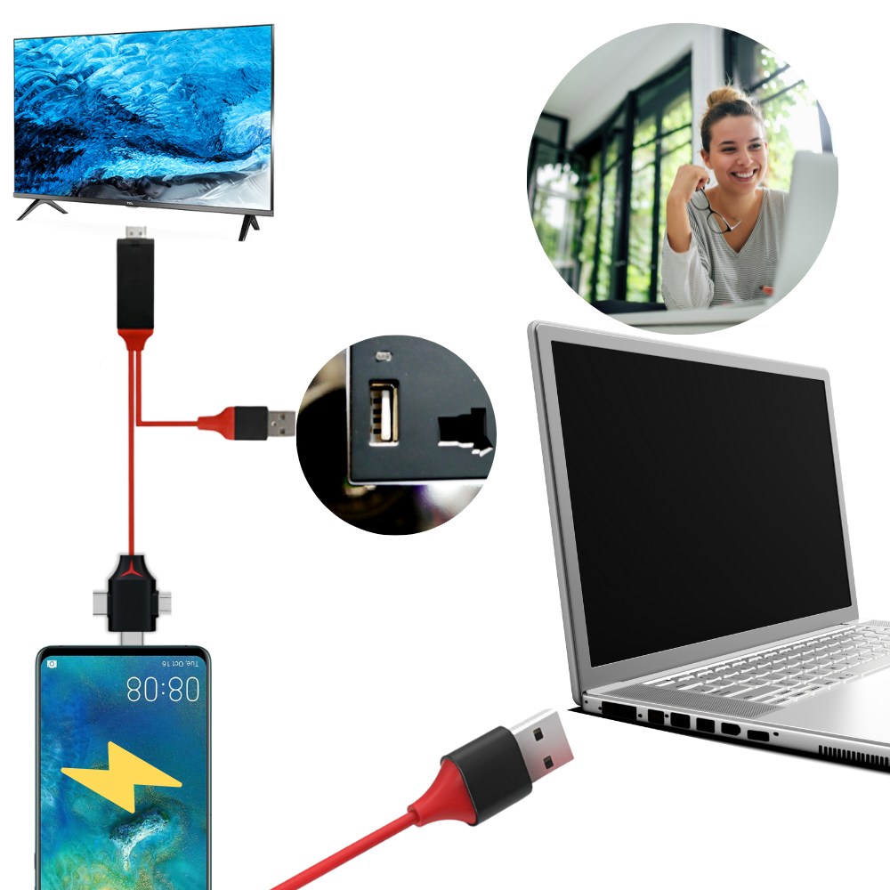 HDMI-adapterkabel til telefoner og tablets - Ozerty