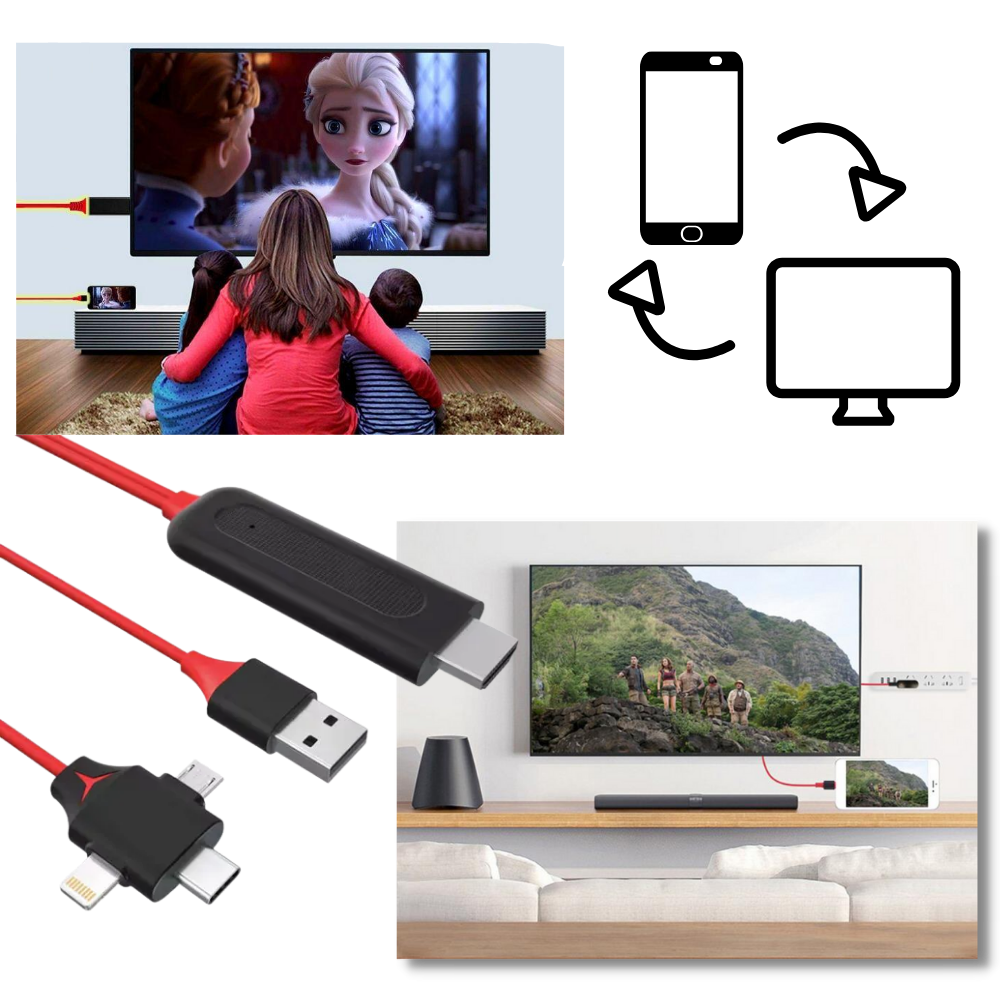 HDMI-adapterkabel til telefoner og tablets - Ozerty
