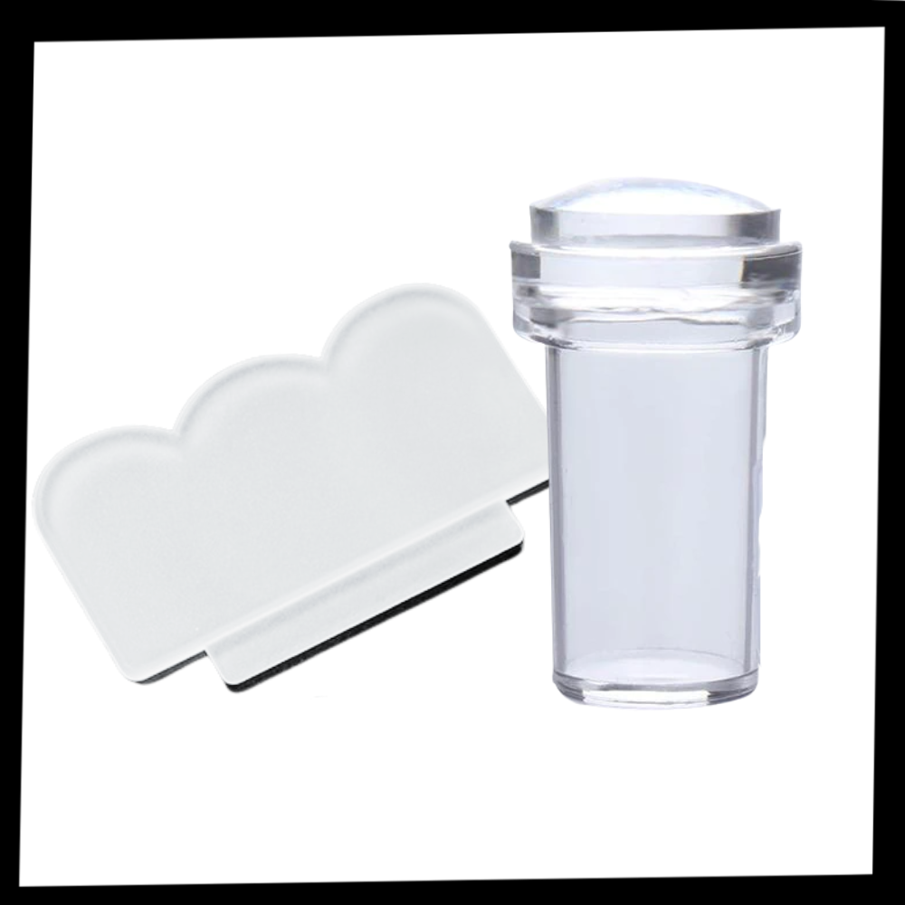 Silikone neglekunst stempelsæt med skraber - Ozerty