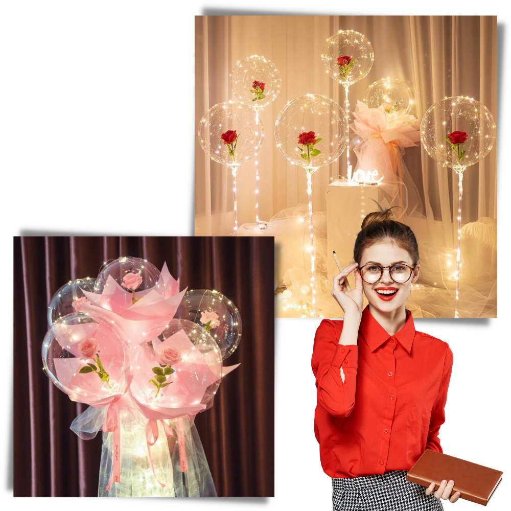 Smukke Rose LED-ballon - Ozerty