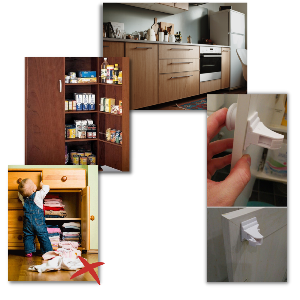 Pakke med 4 magnetiske skabslåse med børnesikkerhed - Ozerty