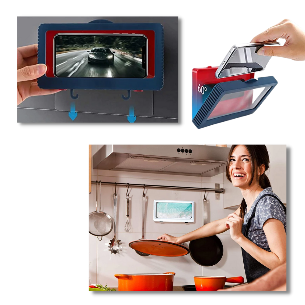 Vandtæt telefonholder med cover til vægmontering under bruser - Ozerty