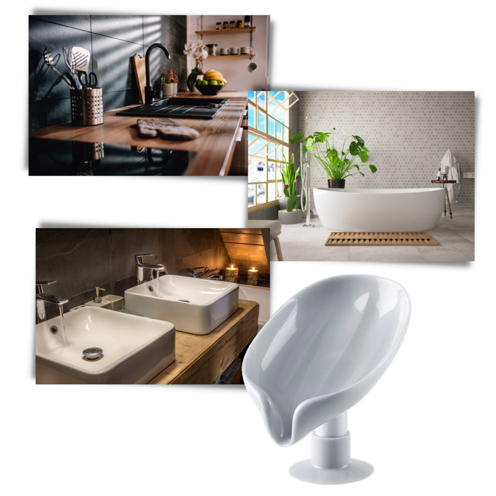 Bladformet sæbeholder med afløb - Ozerty