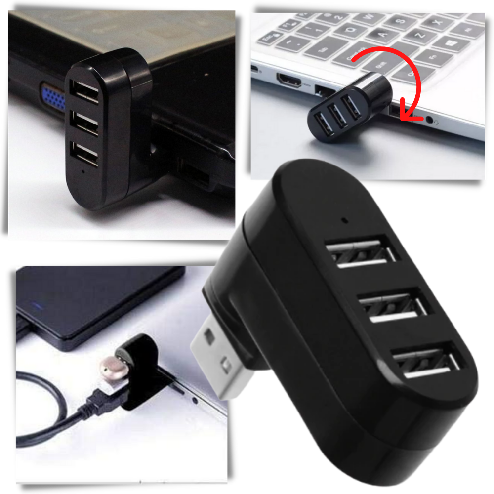 USB-roterende adapter med flere porte - Ozerty