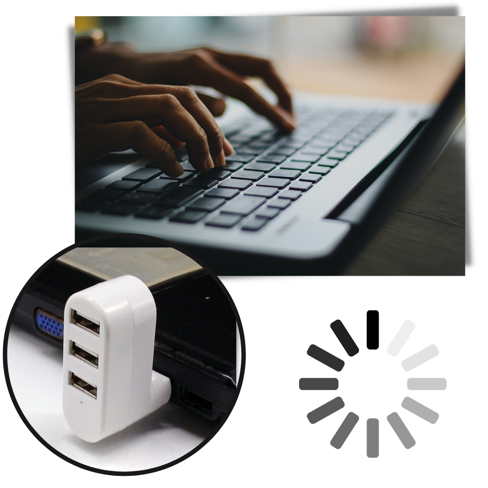 USB-roterende adapter med flere porte - Ozerty