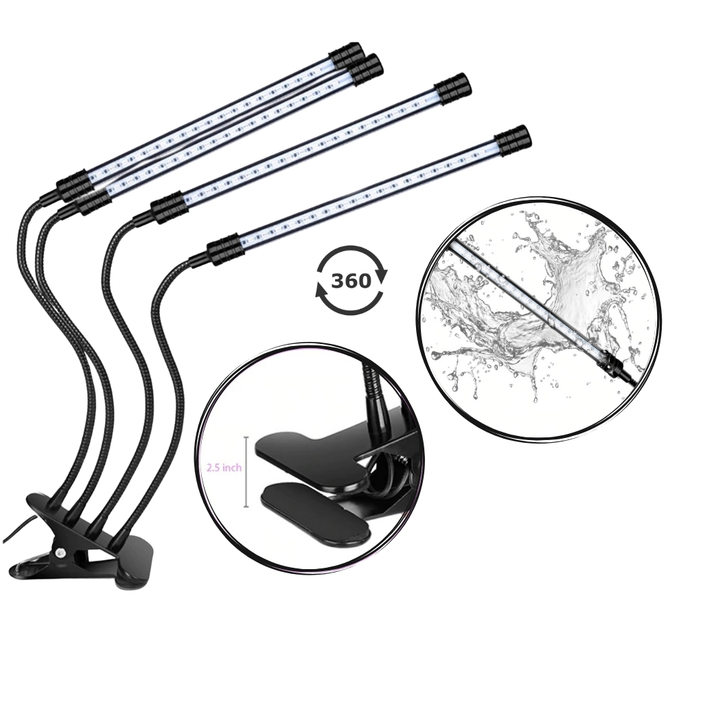 4-Hoved-LED og USB Indendørs Grolampe - Ozerty