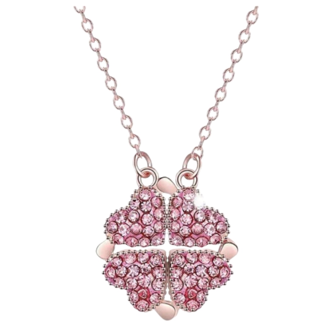 Justerbar fire blads kløver hjerte halskæde - Ozerty