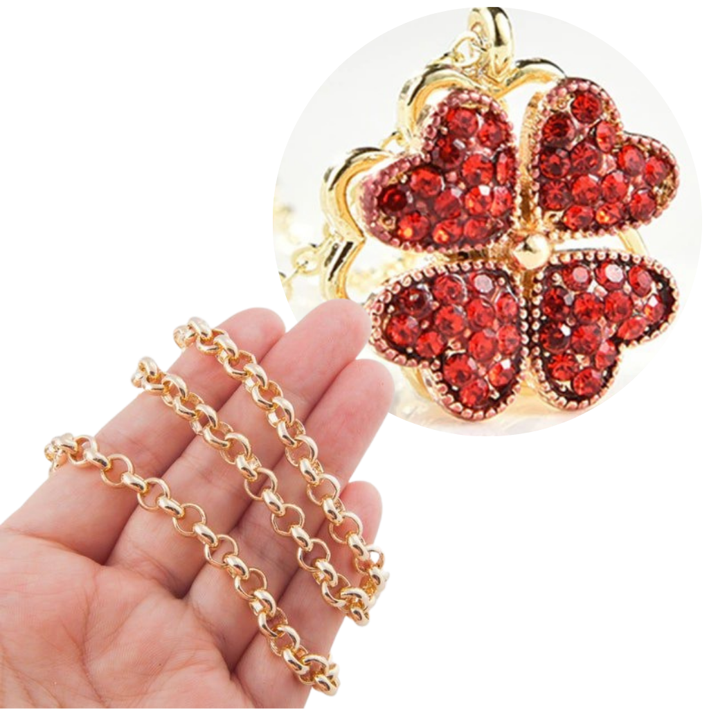 Justerbar fire blads kløver hjerte halskæde - Ozerty