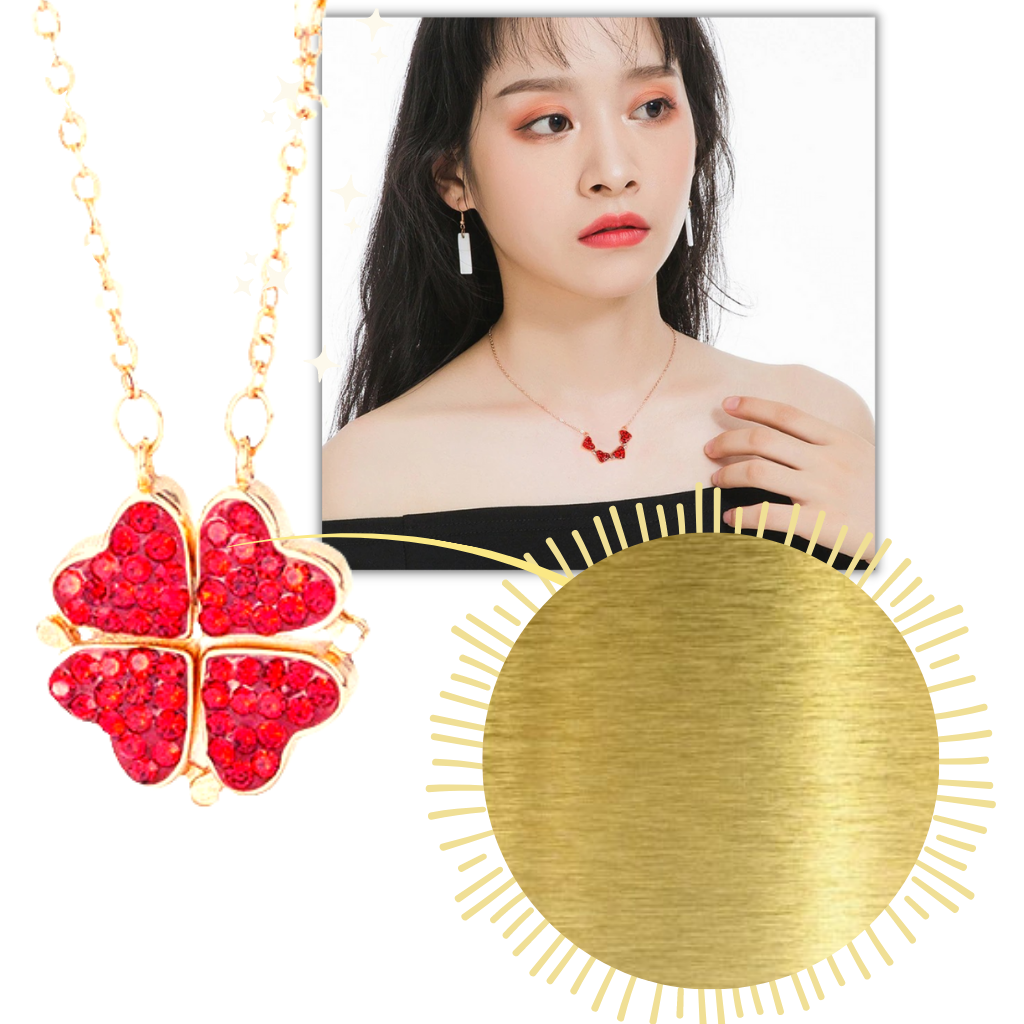 Justerbar fire blads kløver hjerte halskæde - Ozerty