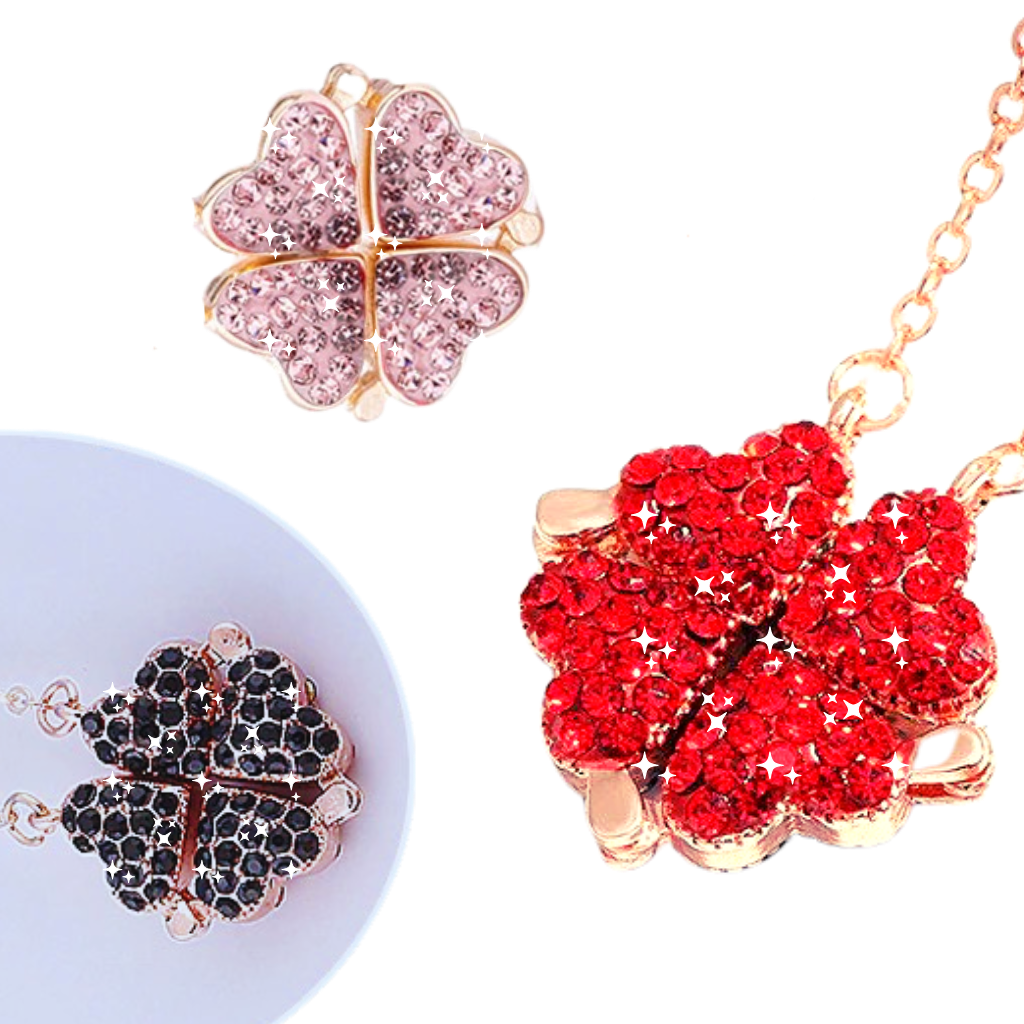 Justerbar fire blads kløver hjerte halskæde - Ozerty