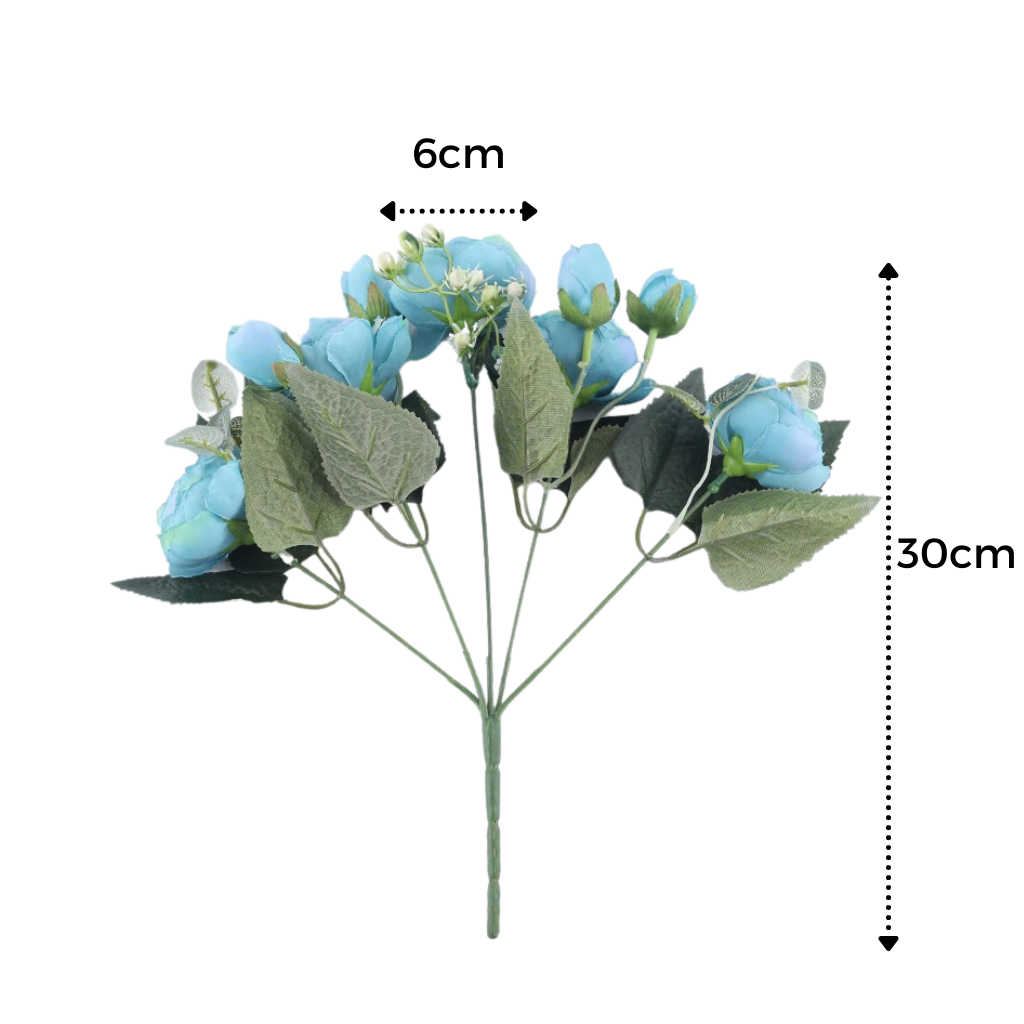 Kunstig Silkepæon og Rosen Blomsterbuket - Ozerty